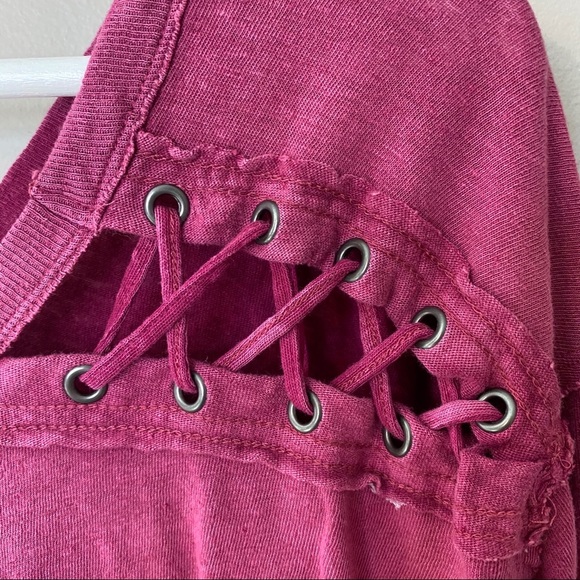 Free People Burnout Knit Top Pink Sz Small - Picture 5 of 11